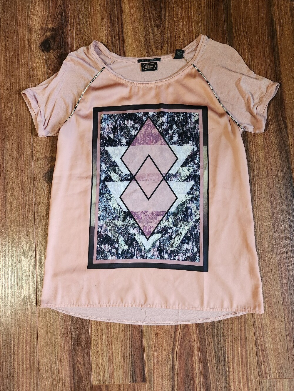Scotch & Soda Pink Geometric Short Sleeve Tee